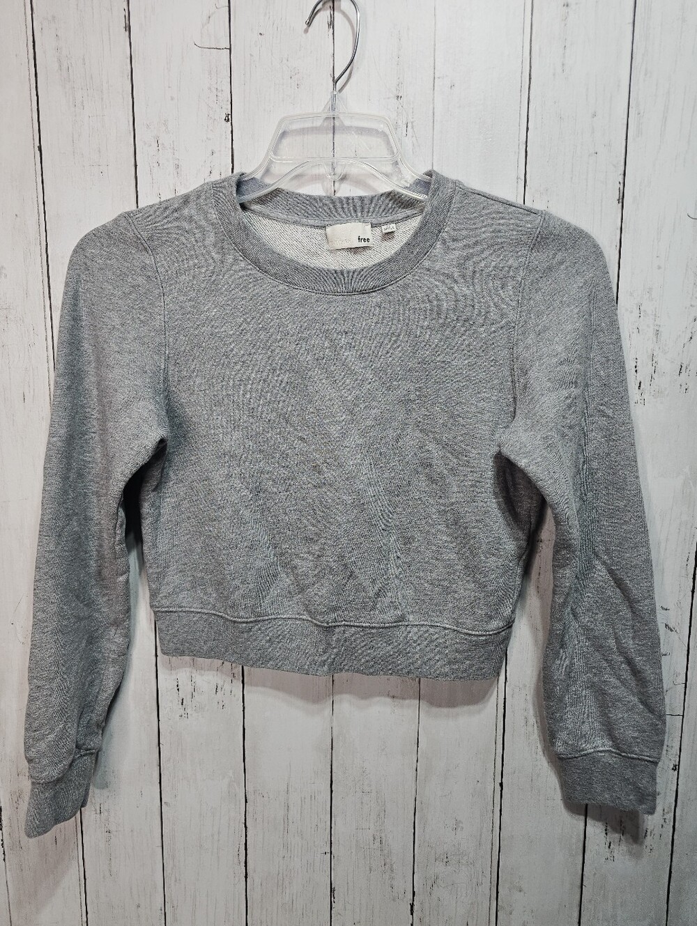 Wilfred Free Aritzia Women's Gray Cropped Crewneck Sweatshirt Size Medium